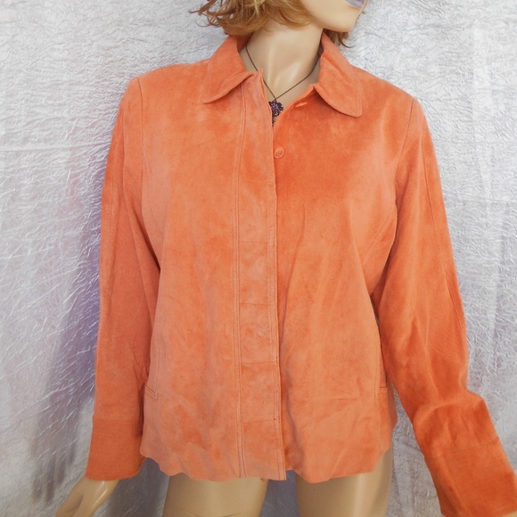 Terry Lewis Classic Luxuries Jackets & Blazers - Nwt TERRY LEWIS 14P Coral 100% Leather Jacket Coat